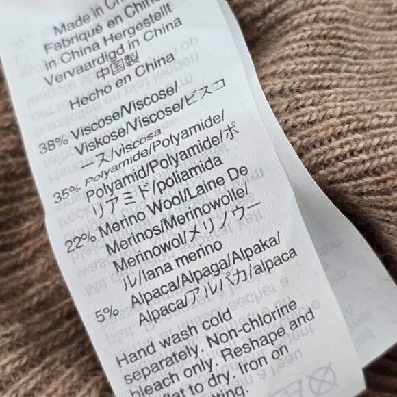 Madewell Merino Wool Alpaca Blend Light Brown Tan Ruffle Sweater - Picture 7 of 8